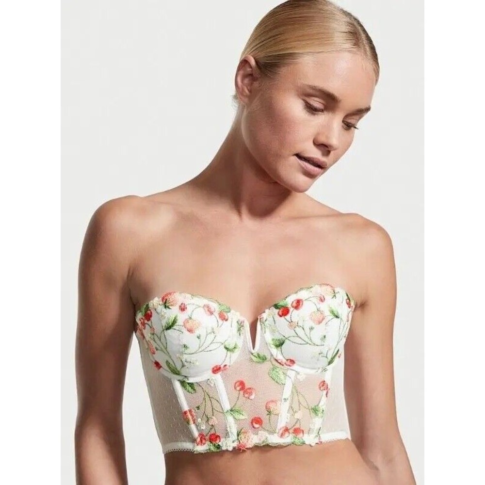 Victoria's Secret DREAM ANGELS Strawberry Embroidery Corset Top 32D
